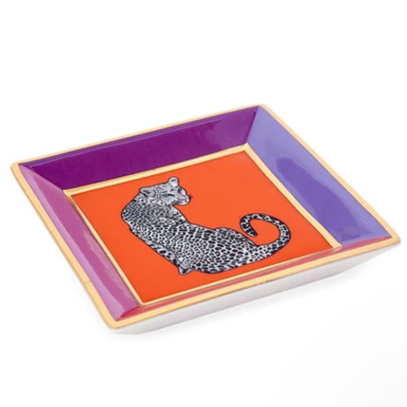 Jonathan Adler Safari Trinket Square Tray CHEETAH LEOPARD w/original box - Picture 4 of 5